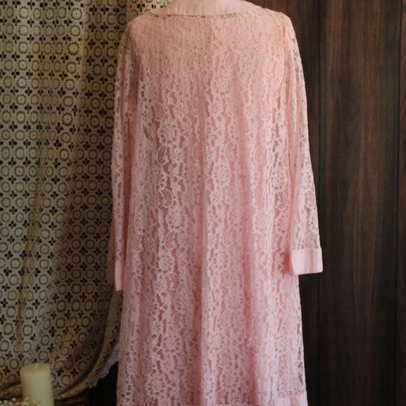 Vintage 1960s Vintage Dress and Jacket, Lilli Diamond Pink Lace Designer Frock - Picture 8 of 10